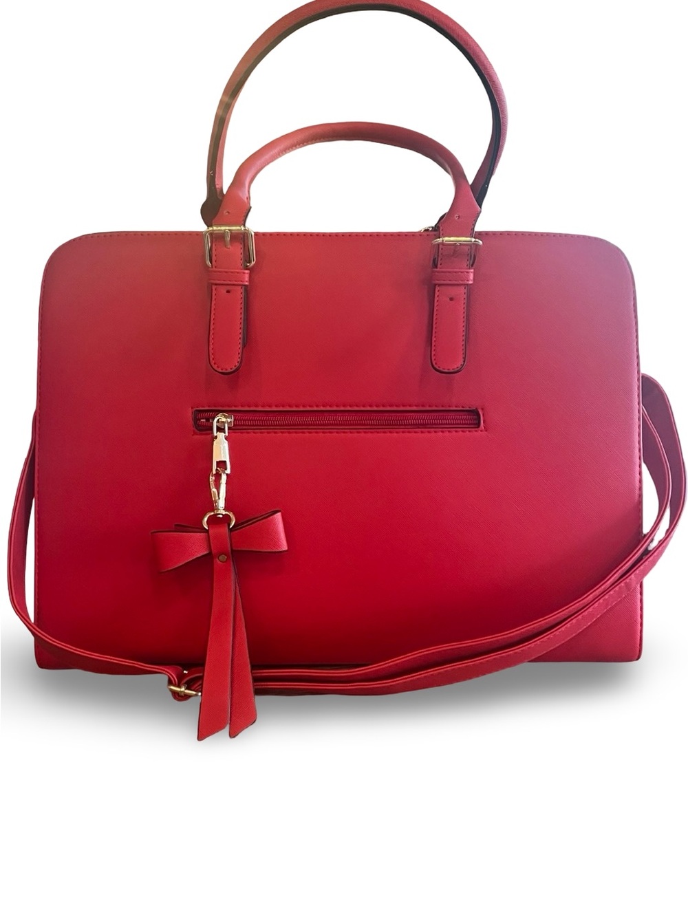 Red Tote PU Leather 16” x 12”